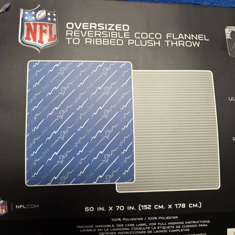 NFL Lions Blue and White Throw Blanket